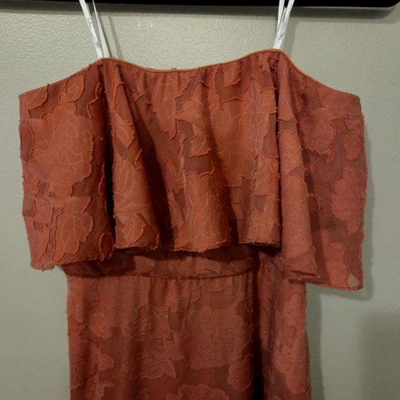 Lulu's Women's Pink Burnout Floral Strapless Bohemian Boho Midi Dress. Size M - Picture 6 of 11